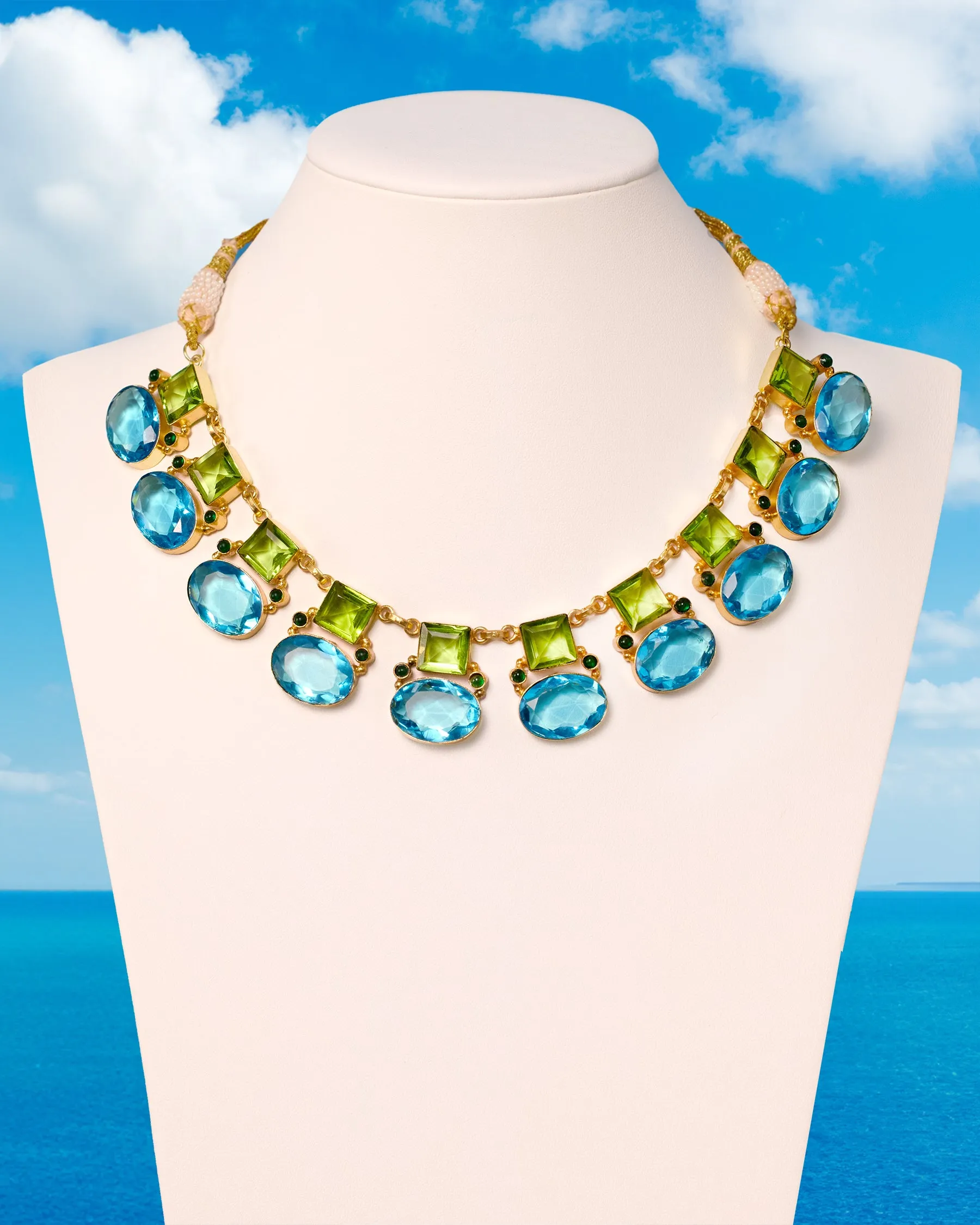 Berkley Geometric Necklace in Turquoise and Lime