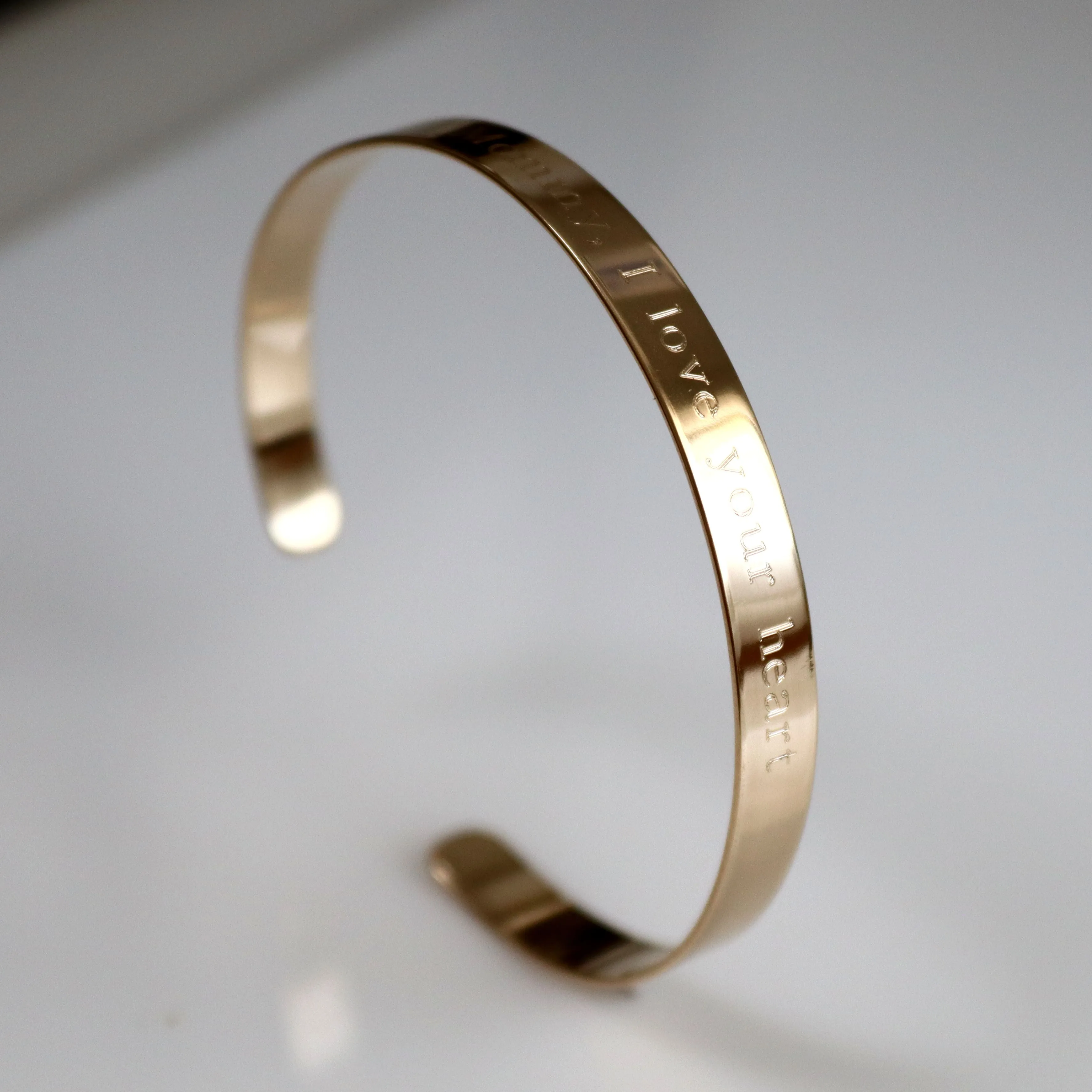 Best Mom Bracelet - Gold Thin Engraved Bangle - Personalized Gift