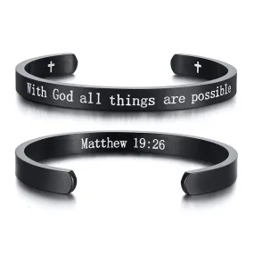 Bible Verse Bracelet <br> Matthew 19:26 (Cuff)