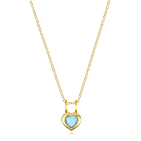 Birthstone Heart Necklace - December Sky Blue Topaz