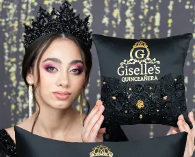 Black Quinceanera Tiara Pillow