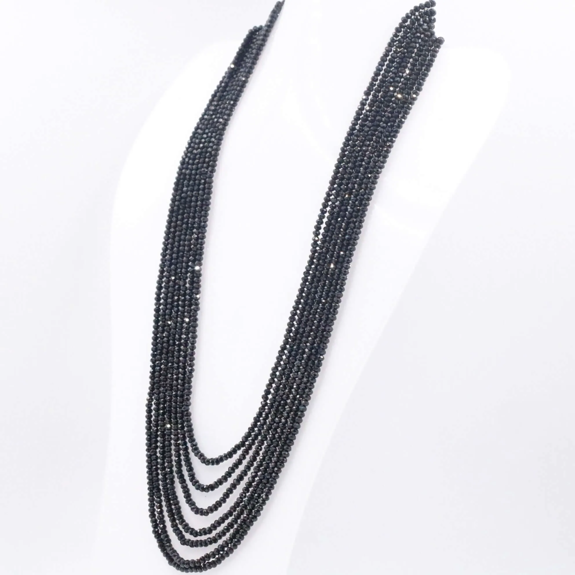 Black Spinel Necklace Faceted Spinel Necklace Layered Necklace Black Necklace Black Beads Necklace SKU 6143285