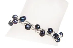 Blue Braided Freshwater Pearl Bracelet 7mm