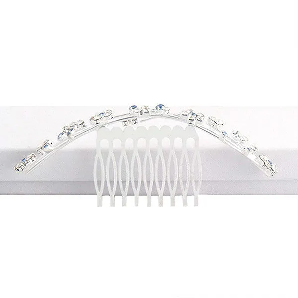 Blue Crystal Tiara Hair Comb for Bride or Flower Girl