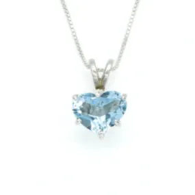 Blue Heart Pendant - Natural Blue Topaz, December Birthstone, Love Necklace