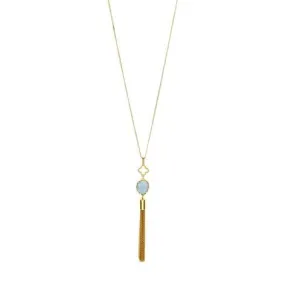 Blue Stone Tassel Necklace