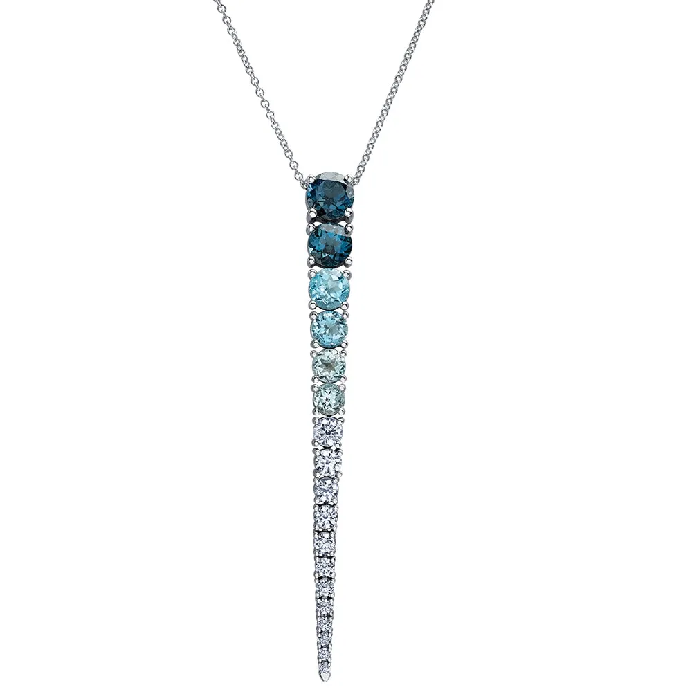 Blue Topaz and Canadian Diamond Icicle Pendant