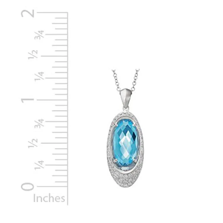 Blue Topaz and Diamond "Juniper" Necklace, 14Kt