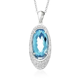 Blue Topaz and Diamond "Juniper" Necklace, 14Kt