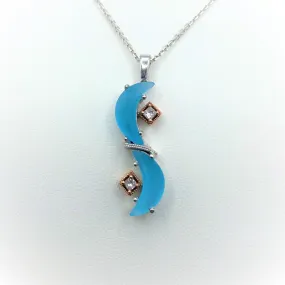 Blue Topaz Cresent Cut Pendant Mezzaluna Necklace