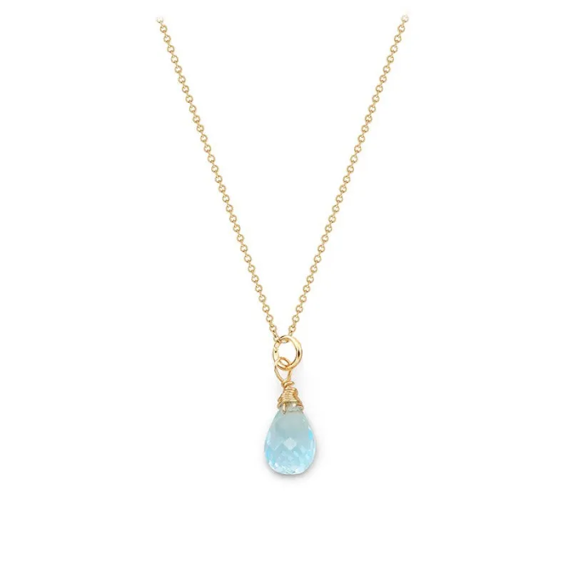 Blue Topaz Tear Drop Necklace