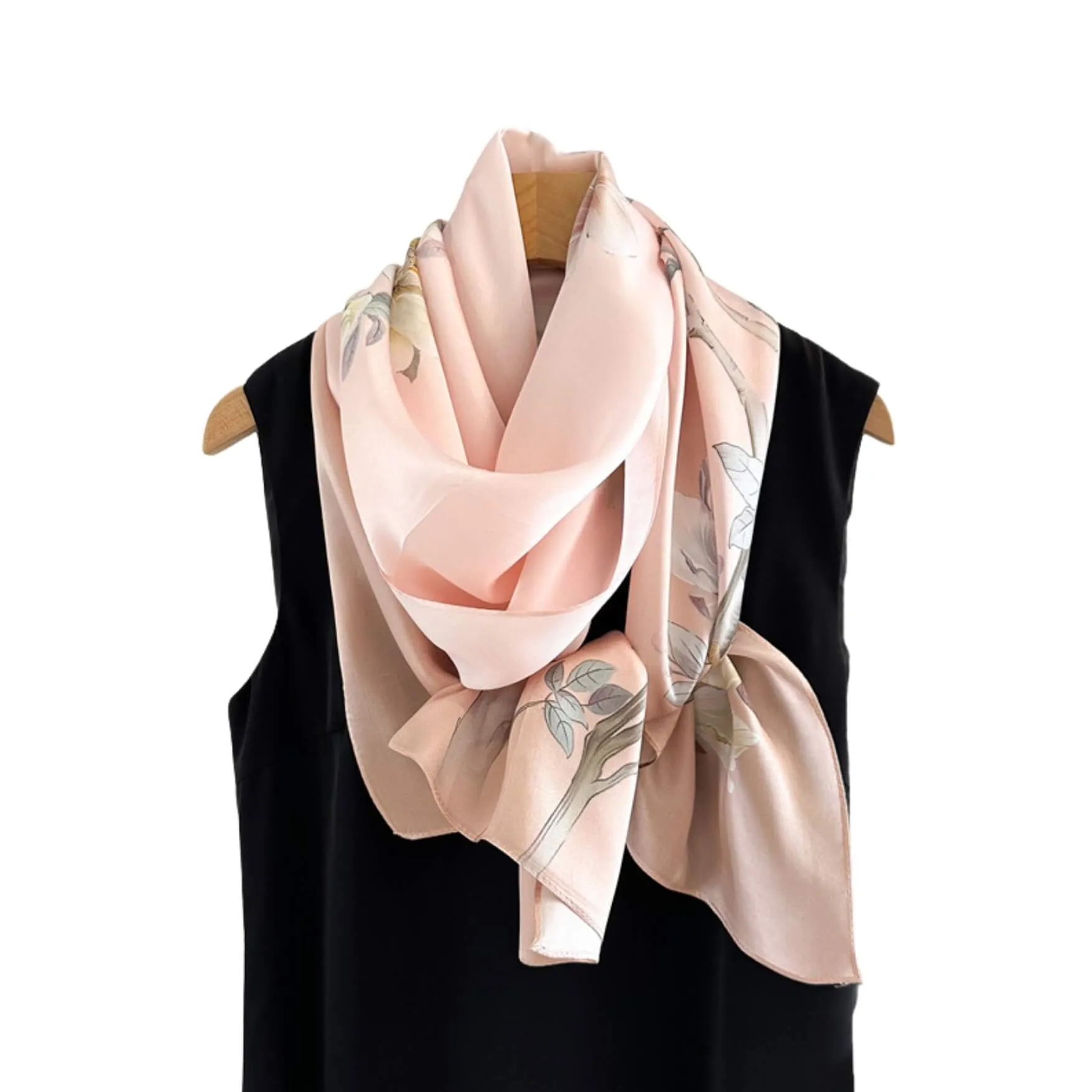 Blush Peony Pure Mulberry Silk Extra Large Long Scarf