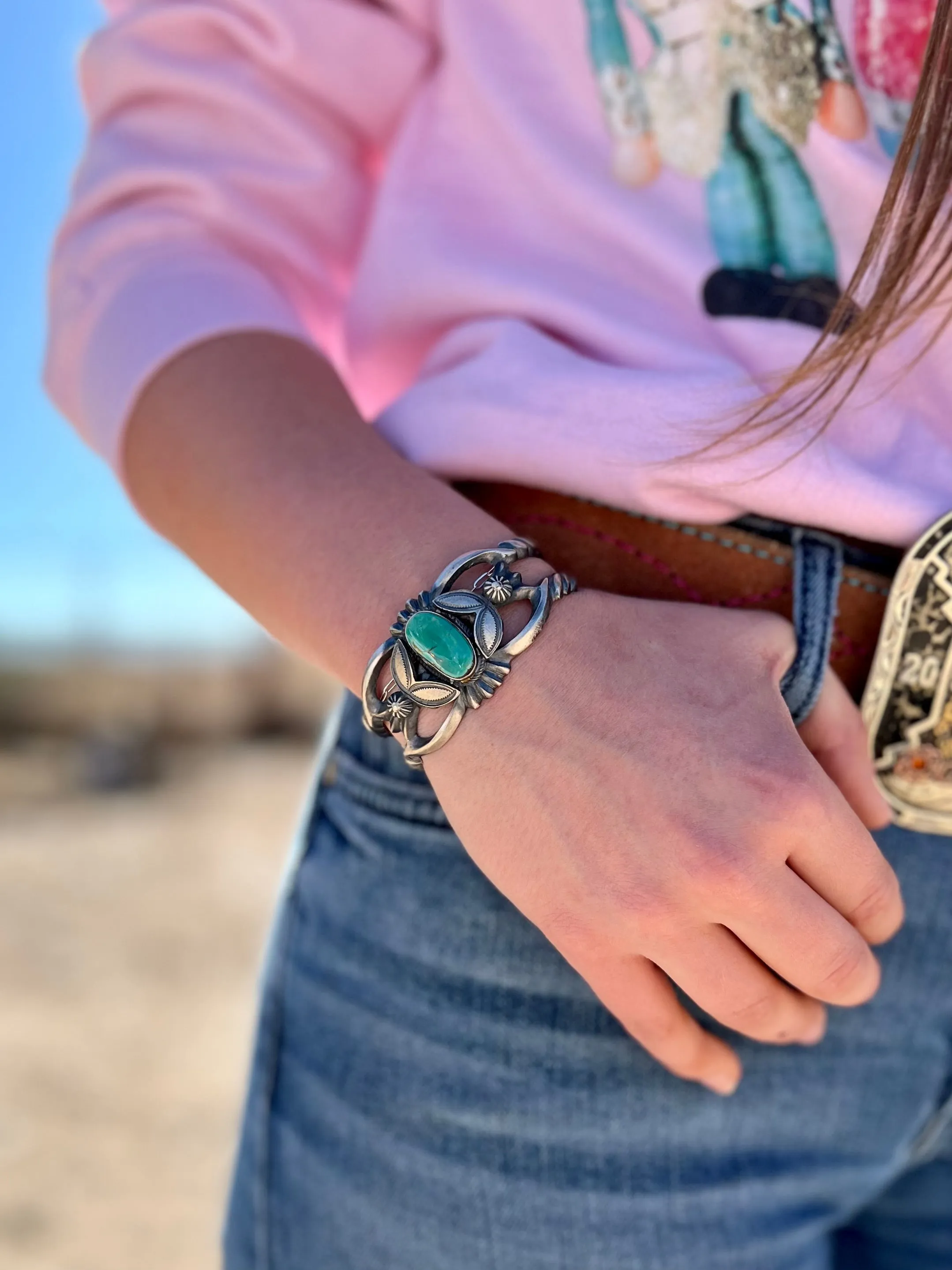 Bly Sterling Silver Navajo Turquoise Cuff Bracelet