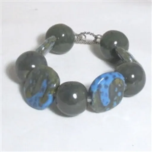 Bold Kazuri Bracelet in Turquoise & Green African Beads