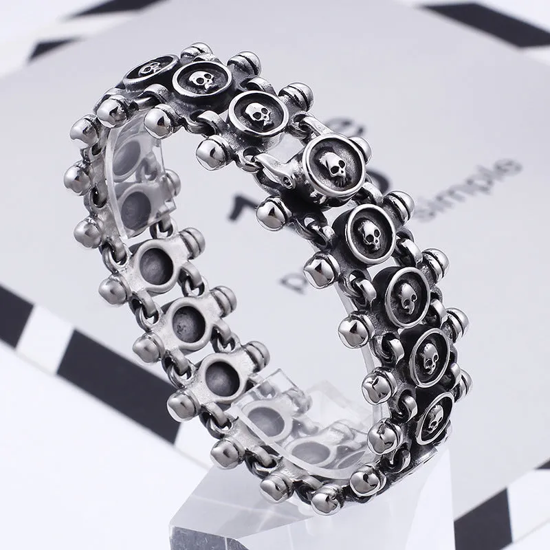 Bold Men's Titanium Steel Skull Bracelet - Trendy Exaggerated Jewelry for the Modern Man