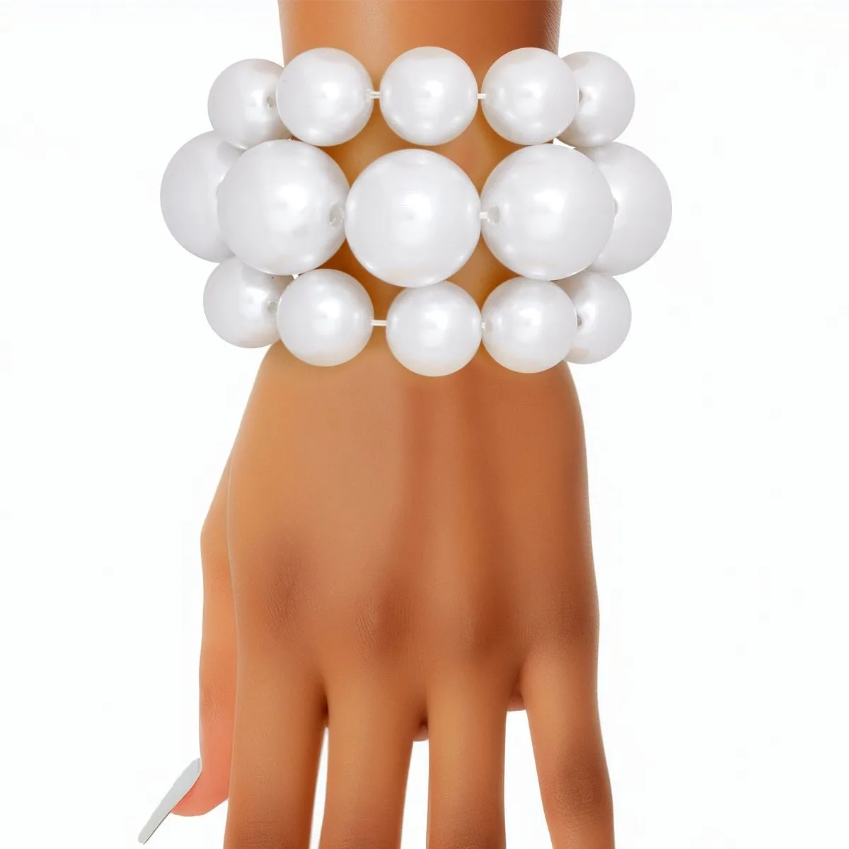 Bracelets Jumbo White Pearl Stretch Set for Women