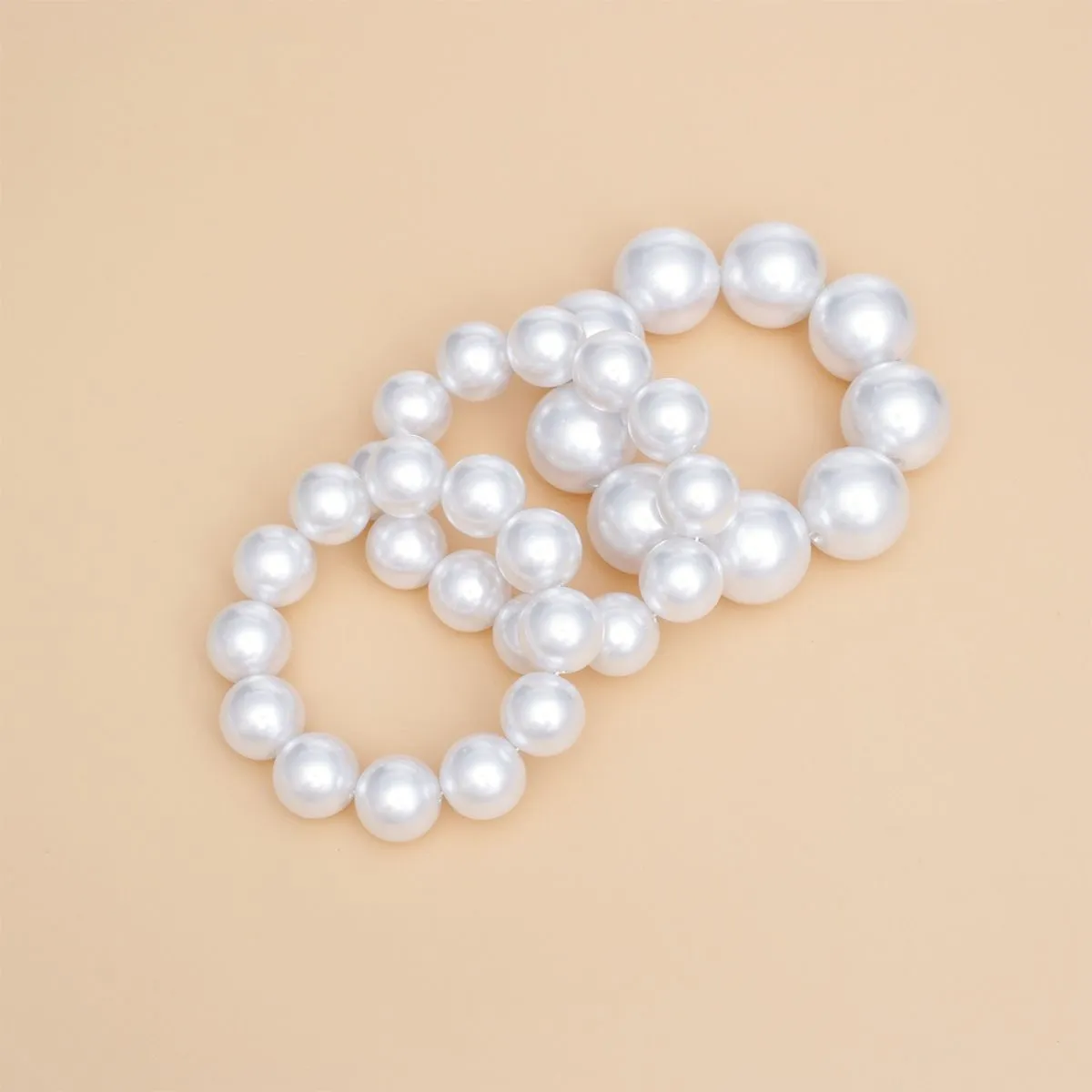 Bracelets Jumbo White Pearl Stretch Set for Women