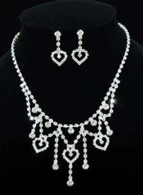 Bridal Hearts Crystal Necklace Earrings Set XS1092