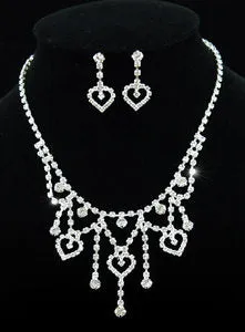 Bridal Hearts Crystal Necklace Earrings Set XS1092