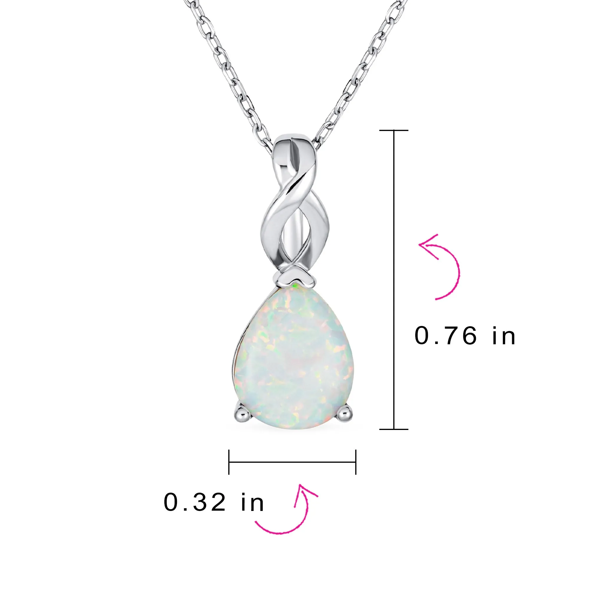 Bridal Necklace with CZ Accent and Opal Teardrop Pendant in Sterling Silver