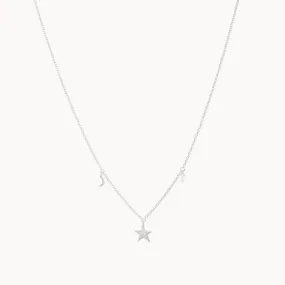 Bright star white topaz baguette necklace silver - sterling silver