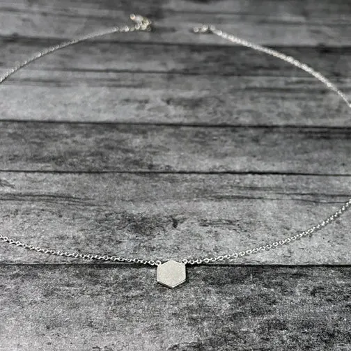 Brushed Metal Dainty Hexagon Necklace (ROSE GOLD, GOLD OR SILVER)