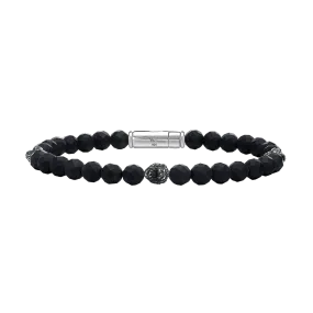 Bulova Marc Anthony Collection Sterling Silver and Onyx Bracelet