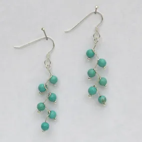 Cascading Vine Earrings with Turquoise Magnesite Gemstones