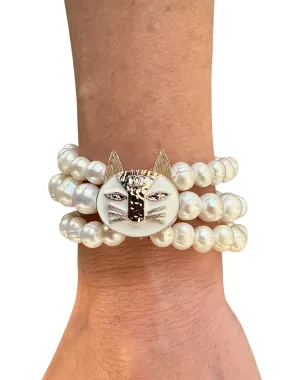 CC Large Kitty Kat White Button bracelet