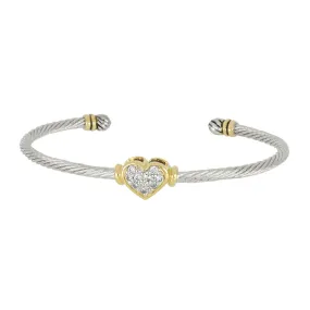 Celebration Petite Pavé Heart Wire Cuff Bracelet