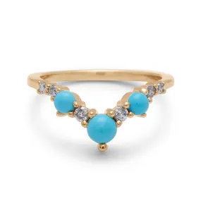 Celestine Tiara Band (Large) - 14k Gold, Turquoise & Grey Diamonds