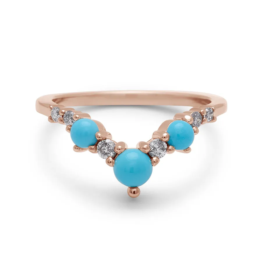 Celestine Tiara Band (Large) - 14k Gold, Turquoise & Grey Diamonds