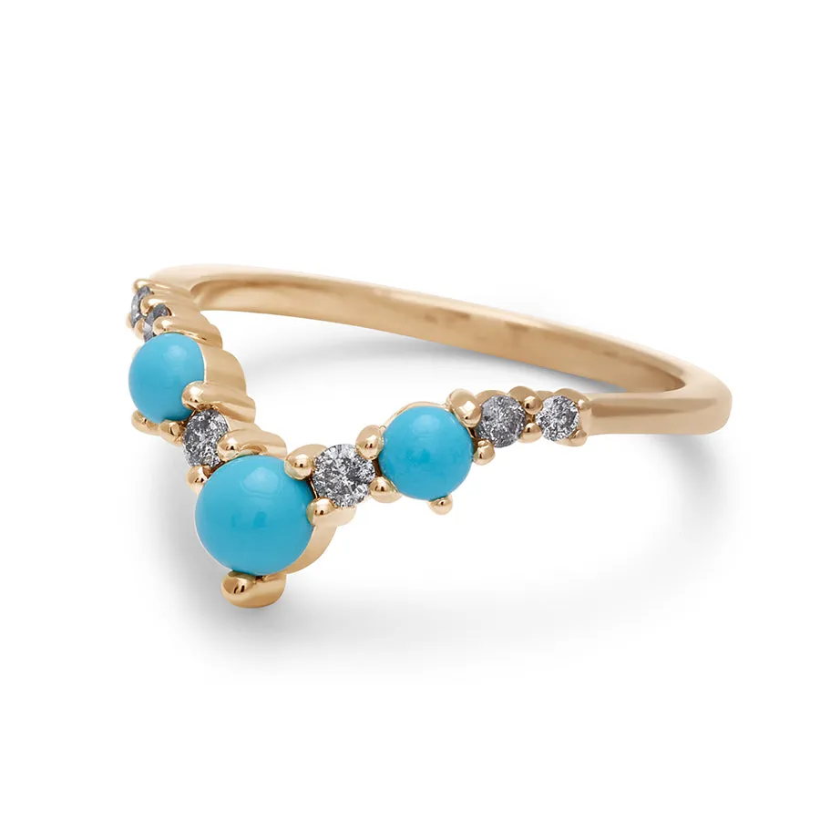 Celestine Tiara Band (Large) - 14k Gold, Turquoise & Grey Diamonds