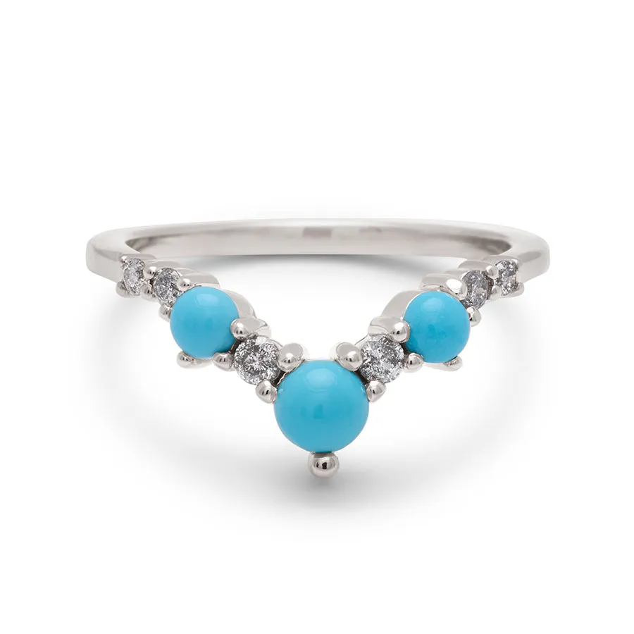 Celestine Tiara Band (Large) - 14k Gold, Turquoise & Grey Diamonds