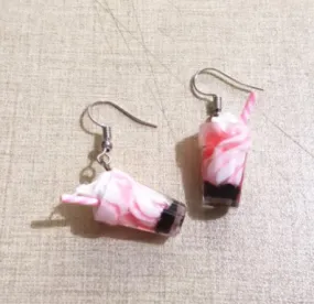 Cherry Milkshake Earrings | Milkshake Dangle Drop Earrings | Milk Shake Dessert Earrings