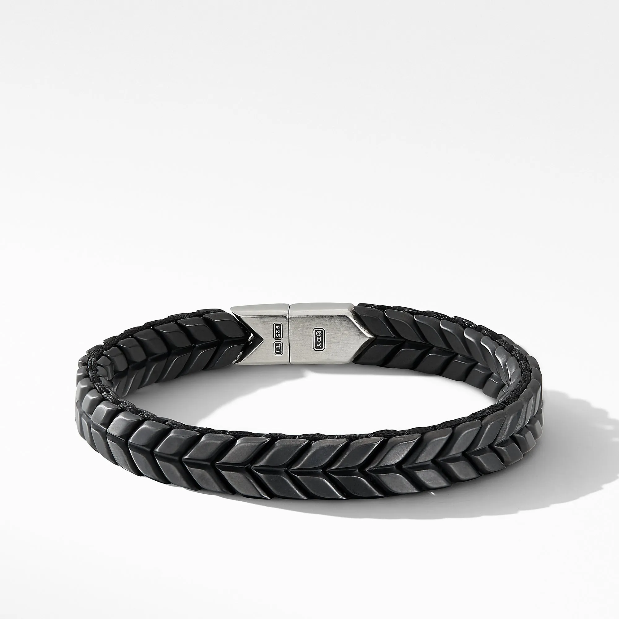 Chevron Woven Bracelet in Black Titanium, Size Medium