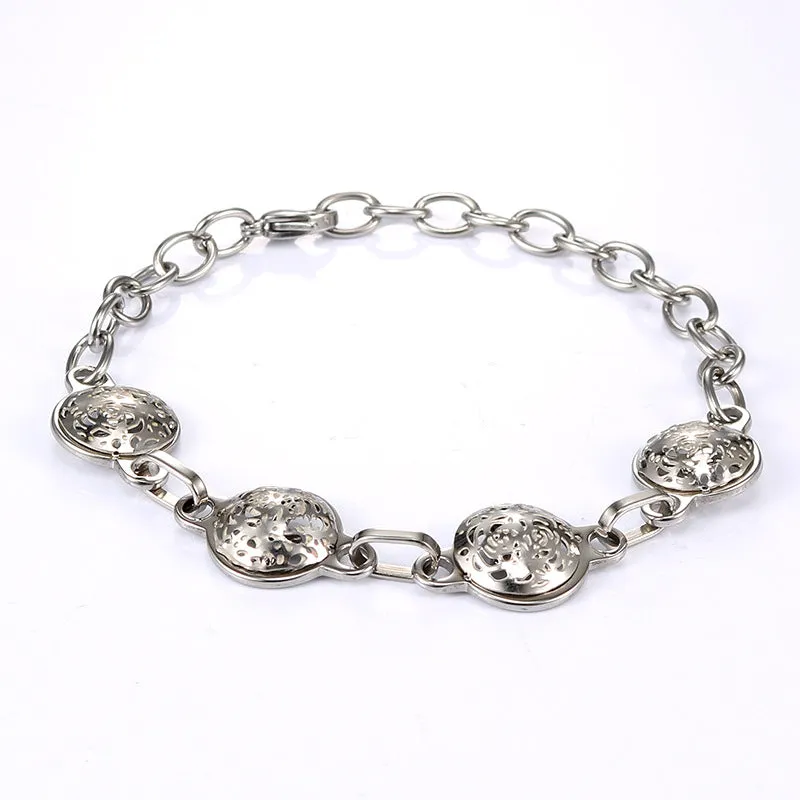 Chic Korean Snowflake Cutout Titanium Steel Bracelet for Women, Simple and Stylish Stainless Steel Jewelry