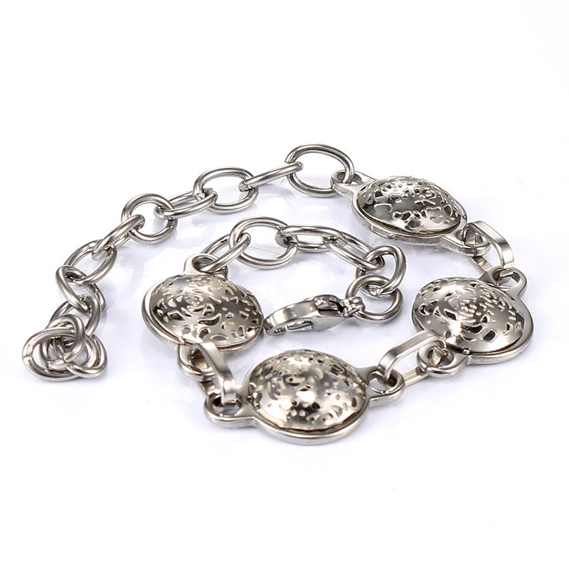 Chic Korean Snowflake Cutout Titanium Steel Bracelet for Women, Simple and Stylish Stainless Steel Jewelry