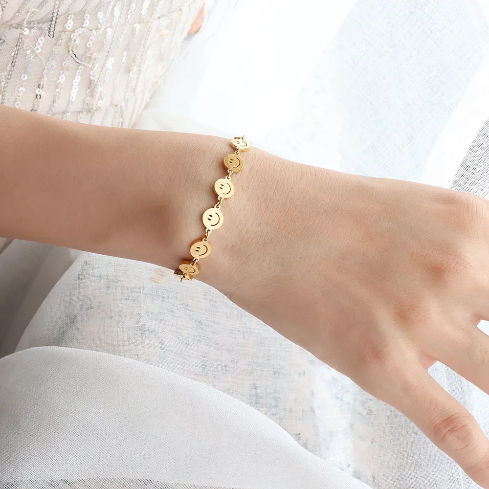 Chic Smiley Face Bracelet - Trendy Korean Style Bracelet for Women