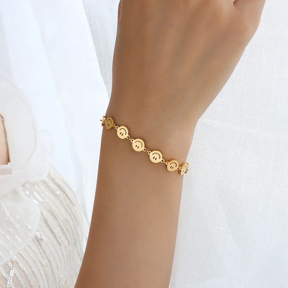 Chic Smiley Face Bracelet - Trendy Korean Style Bracelet for Women