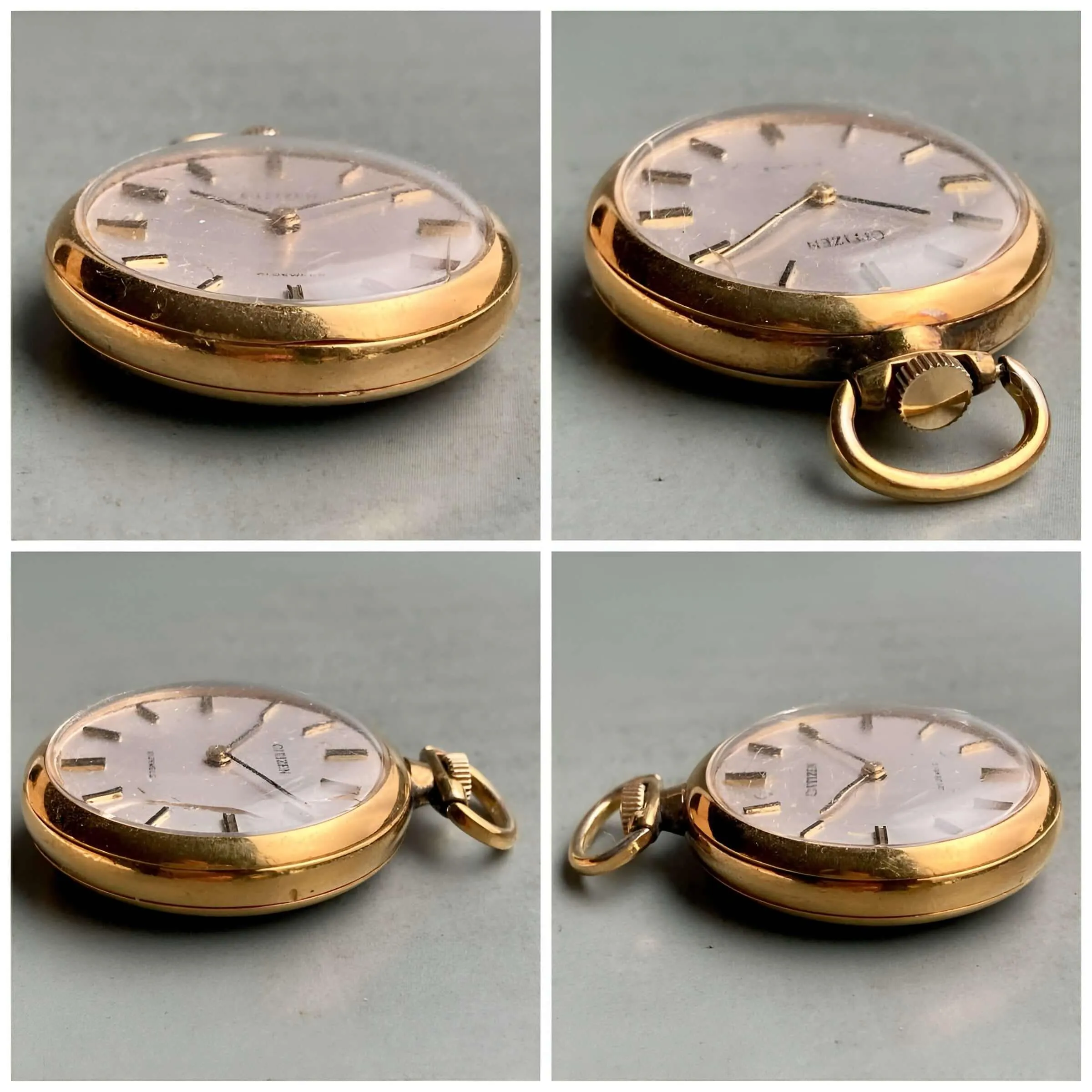 Citizen Pocket Watch Manual Antique Gold 28mm Vintage