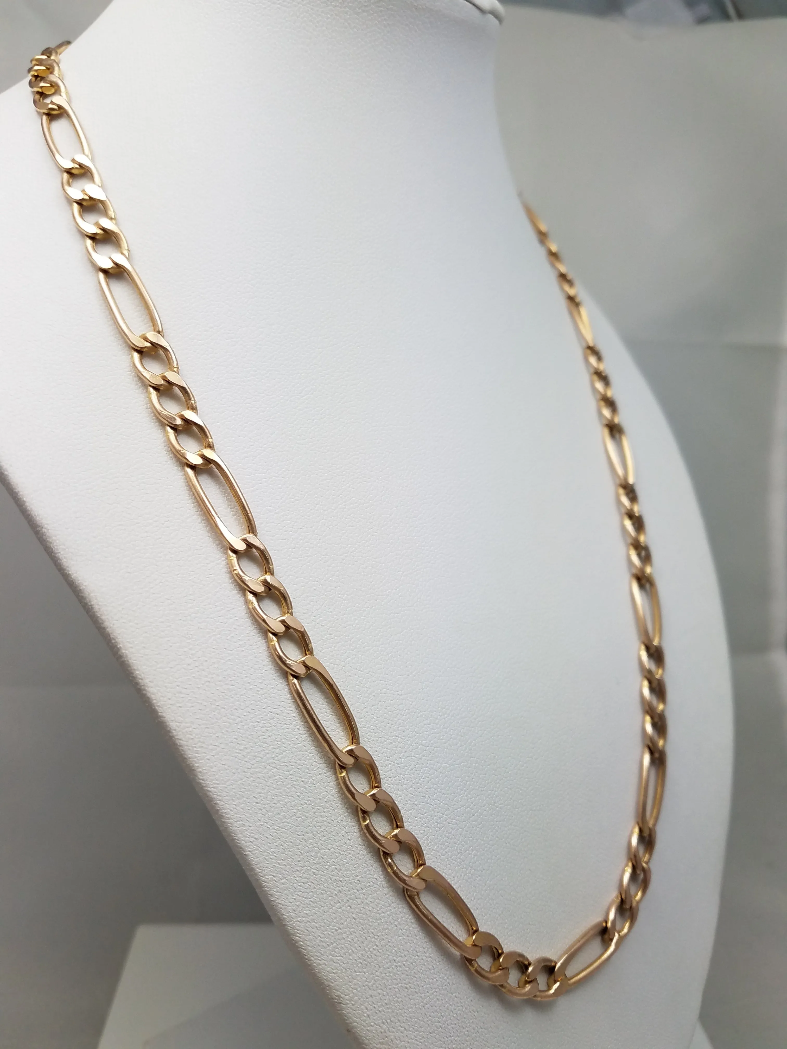 Classic 10k Yellow Gold Hollow Figaro Link 20" Necklace