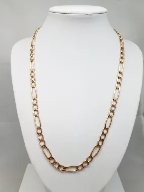 Classic 10k Yellow Gold Hollow Figaro Link 20" Necklace