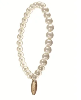 Classic Faux Pearl Strand Braclet - Natural/Gold by Hot Tomato