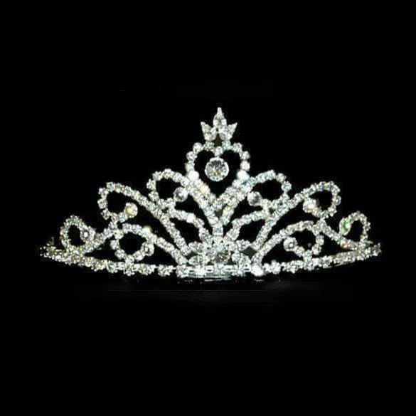 Clear Crystal Rhinestone Silver Tiara with Combs