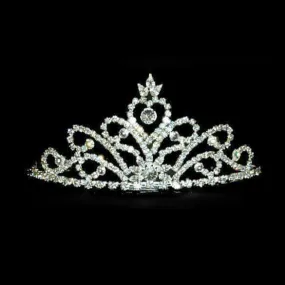 Clear Crystal Rhinestone Silver Tiara with Combs