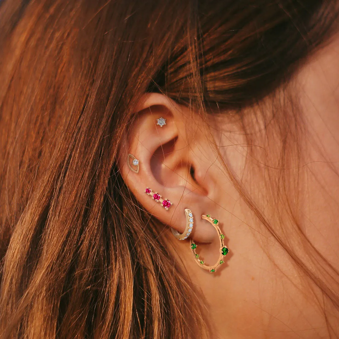 Cora Earrings, Pink Ruby