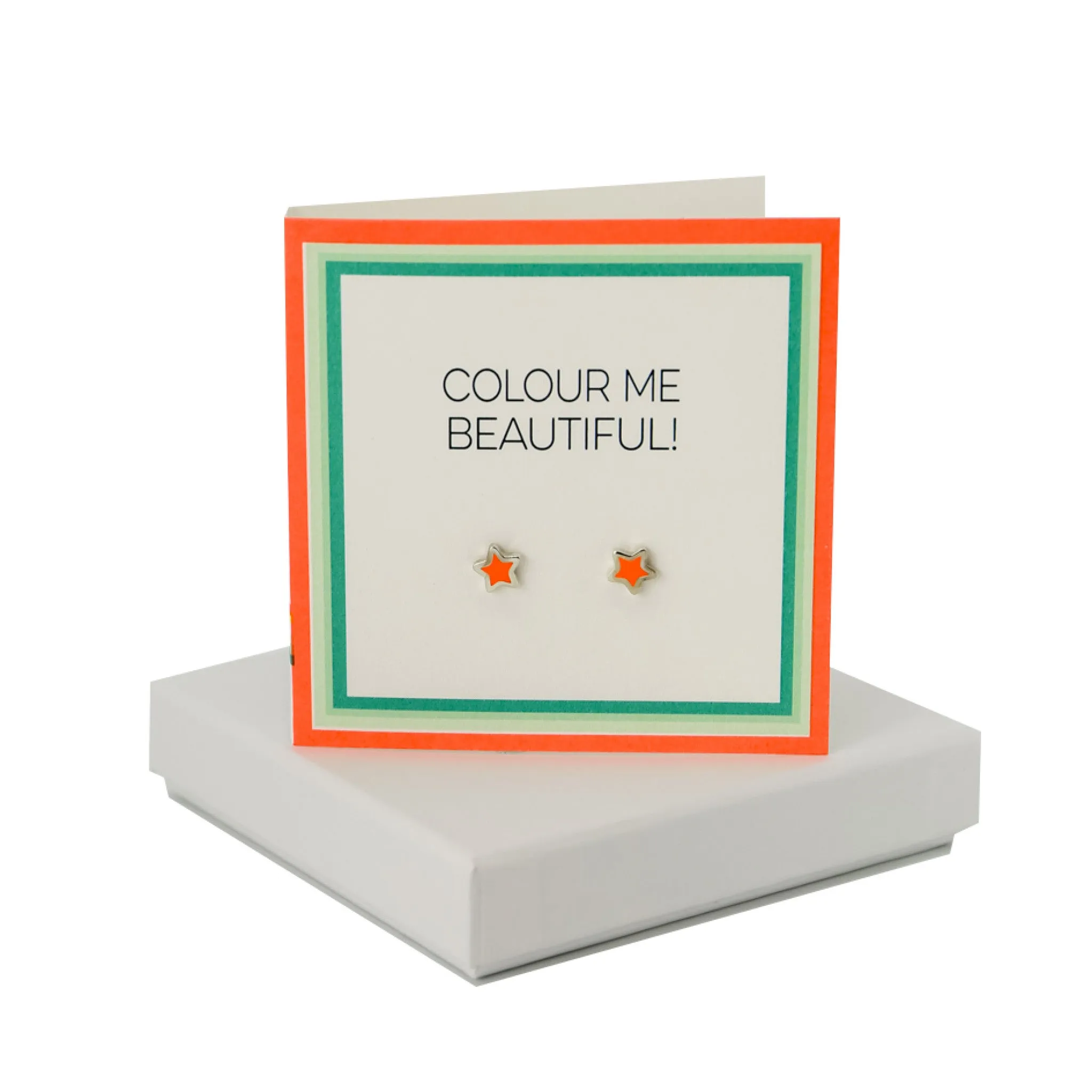 Coral And Mint Colour Card - Coral Enamel Star Studs