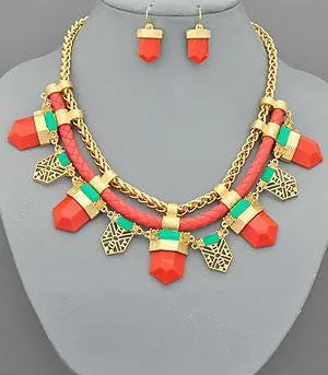 Coral-Turqoise-Woven-Rope-Layered-Bib-Necklace