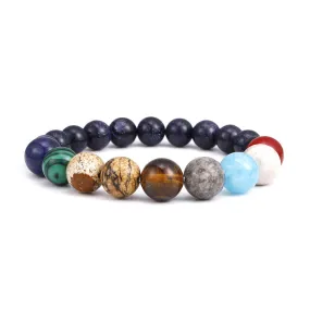 Cosmic Galaxy Eight Planets Natural Stone Elastic Bracelet